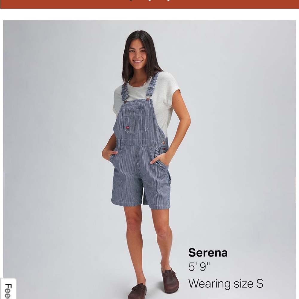 Dickies Bib Shortalls - bib short overalls - navy and white striped- NWOT